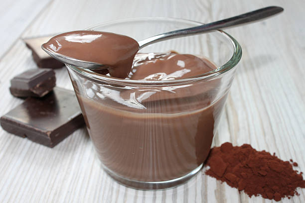 chocolate pudding - yoghurt chocolate bowl bildbanksfoton och bilder