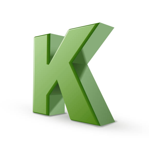 3 d grüner buchstabe k - letter k alphabet three dimensional shape green stock-grafiken, -clipart, -cartoons und -symbole