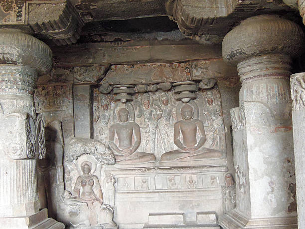 istock Statues on Ellora caves near Aurangabad 470858870
