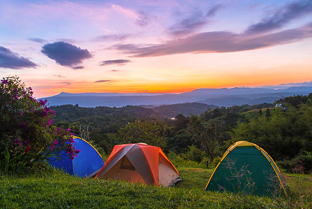 istock Camping tent in campground at national park with sunrise 470861462