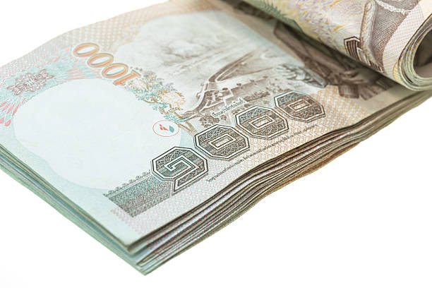 istock Close up Thai money in one thousand type banknotes 470862100