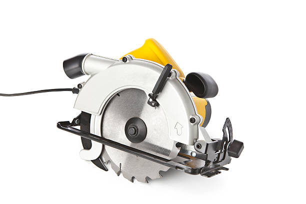 Circular Saw Yellow Circular Saw on white background power tool photos stock pictures, royalty-free photos & images