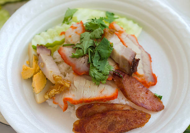 istock fried pork and Crispy Pork over the steam rice 470862748