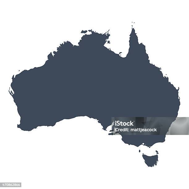 Australia Country Map Stock Illustration - Download Image Now - Australia, Map, Outline