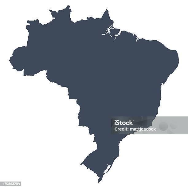 Mappa Di Brasile Paese - Immagini vettoriali stock e altre immagini di Brasile - Brasile, Carta geografica, Paese - Area geografica