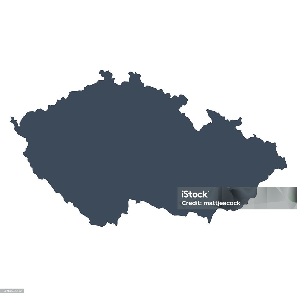Czech Republic country map A graphic illustrated vector image showing the outline of the country Czech Republic. The outline of the country is filled with a dark navy blue colour and is on a plain white background. The border of the country is a detailed path.  Czech Republic stock vector