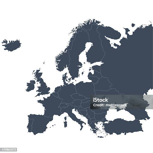 Europe Outline Map向量圖形及更多歐洲圖片 - 歐洲, 地圖, 矢量圖