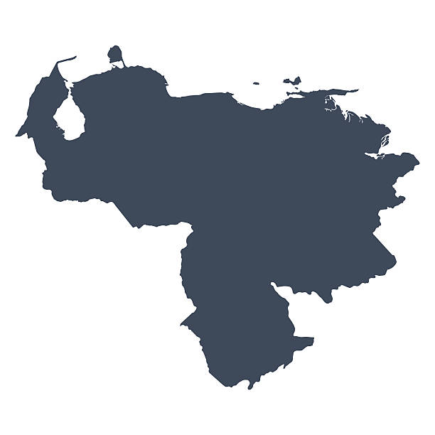 Venezuela country map A graphic illustrated vector image showing the outline of the country Venezuela. The outline of the country is filled with a dark navy blue colour and is on a plain white background. The border of the country is a detailed path.  venezuela stock illustrations