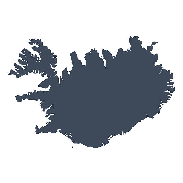 Iceland country map A graphic illustrated vector image showing the outline of the country Iceland. The outline of the country is filled with a dark navy blue colour and is on a plain white background. The border of the country is a detailed path.  iceland stock illustrations