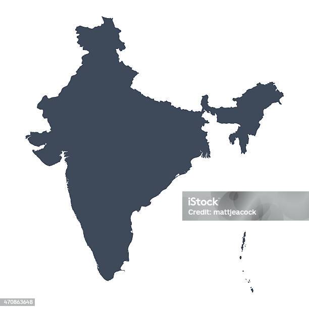 India Country Map Stock Illustration - Download Image Now - India, Map, Vector