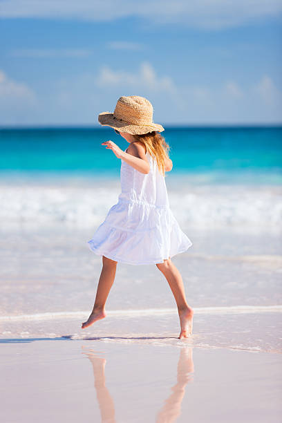 istock Adorable little girl at beach 470863693