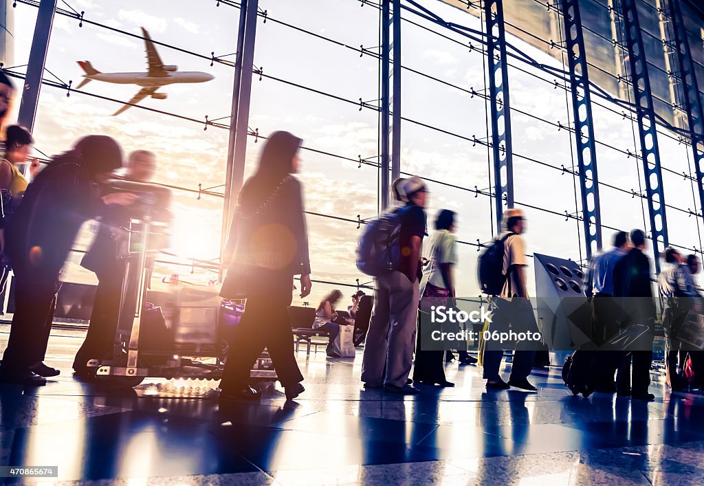 Blurred shot of people walking through Malaysia airport passenger In the Malaysia airport Airport Stock Photo