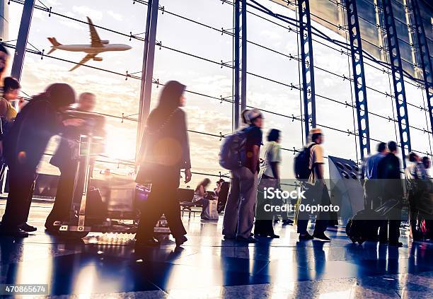 Blurred Shot Of People Walking Through Malaysia Airport Stock Photo - Download Image Now