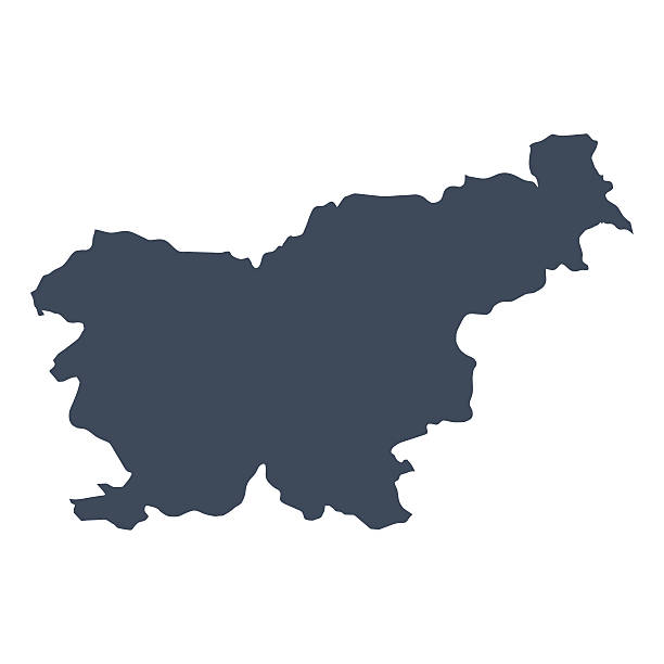 Slovenia country map A graphic illustrated vector image showing the outline of the country Slovenia. The outline of the country is filled with a dark navy blue colour and is on a plain white background. The border of the country is a detailed path.  slovenia stock illustrations