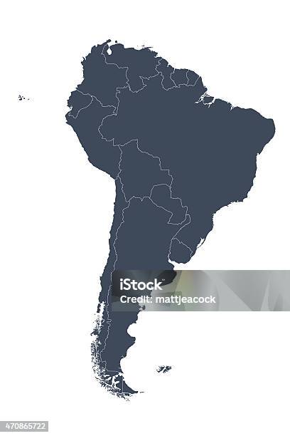 South America Map Stock Illustration - Download Image Now - 2015, Argentina, Blue