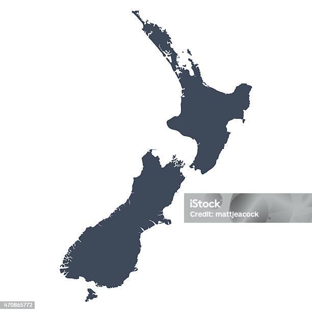 Illustrated Map Of The Country Of New Zealand Stock Illustration - Download Image Now - New Zealand, Map, Outline