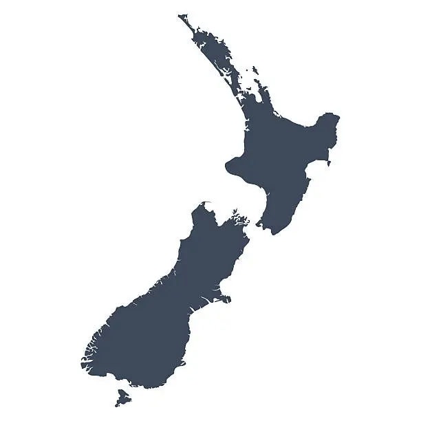 Vector illustration of Illustrated map of the country of New Zealand.