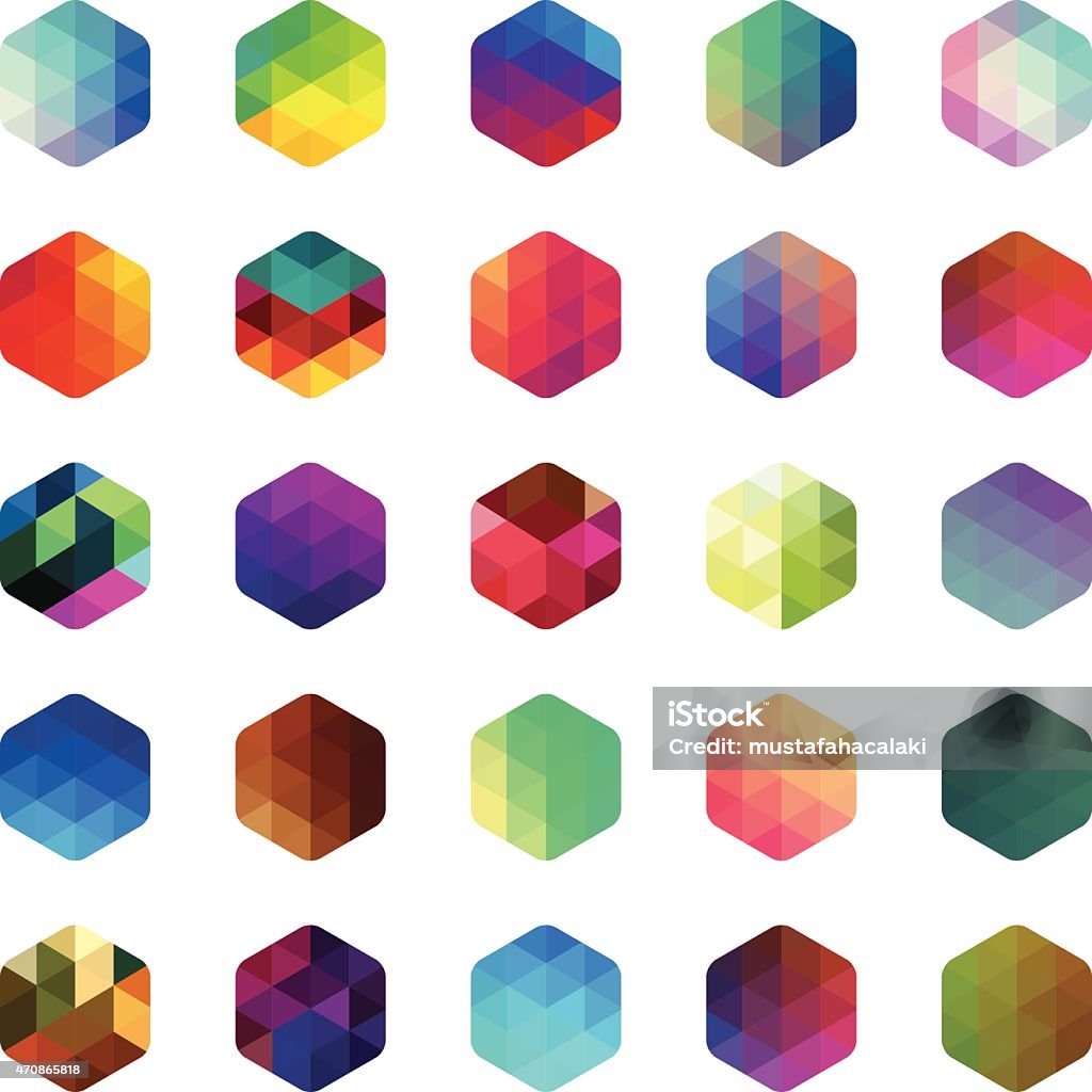 Hexagon colourful mosaic buttons - Royaltyfri Hexagon vektorgrafik