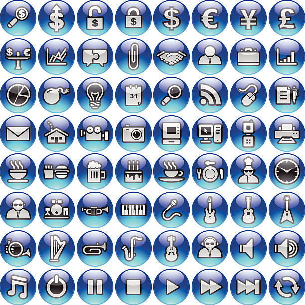blaue symbole  - paper clip audio stock-grafiken, -clipart, -cartoons und -symbole