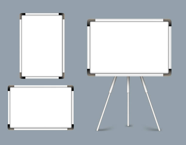 Set of Blank White Boards Horizontal and Vertical with Stand Set of Blank White Boards Horizontal and Vertical with Stand for Teaching and Writing. Editable Vector Illustration how to draw a school building clip art stock illustrations