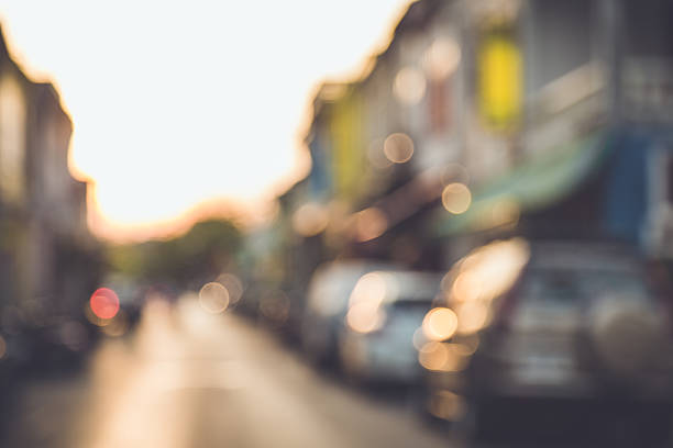 istock Blurred background : Blur of car and old town 470870378