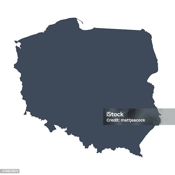 A Illustrated Blue Poland Country Map Stock Illustration - Download Image Now - Poland, Map, Outline