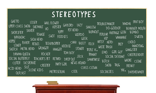 Stereotypes Chalkboard Desk with books