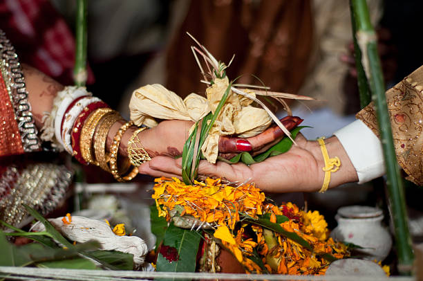 istock Indian wedding rituals promising hand 470873766