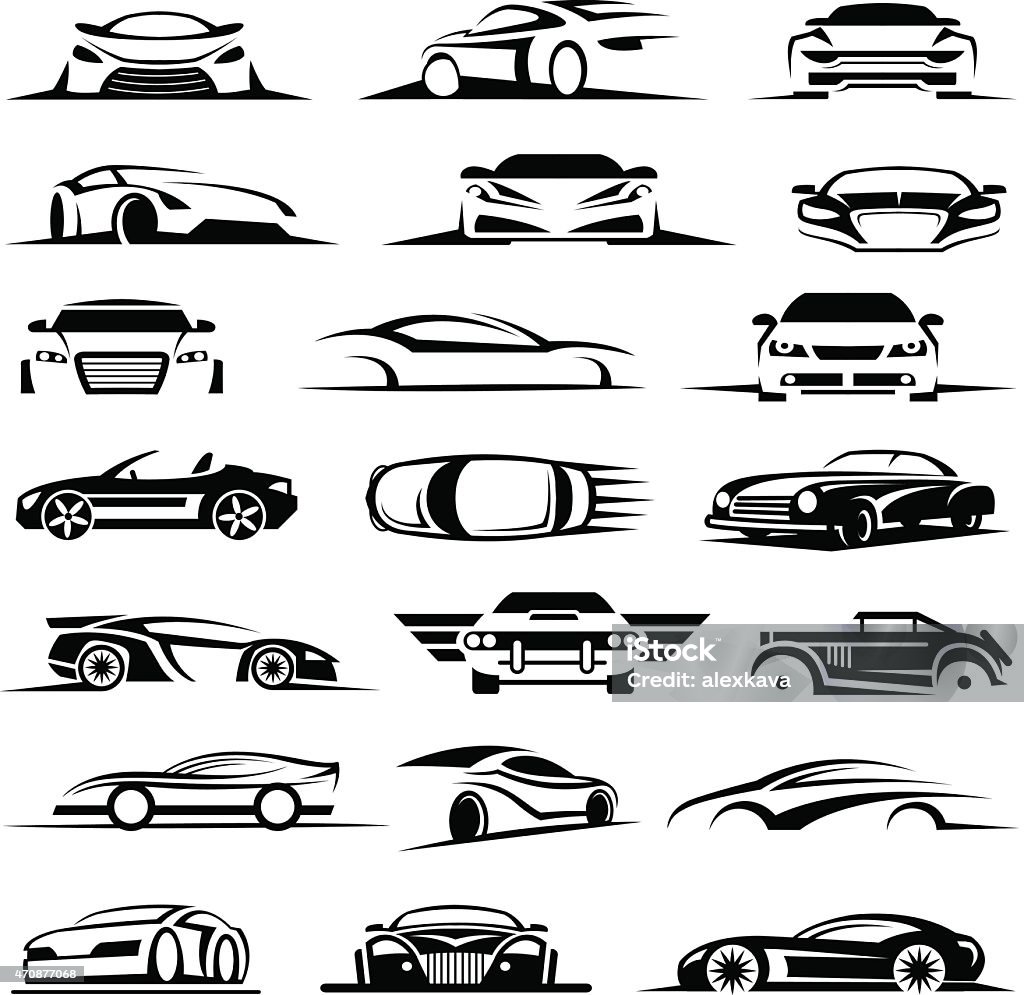 car icon set set of twenty-one car icons Car stock vector