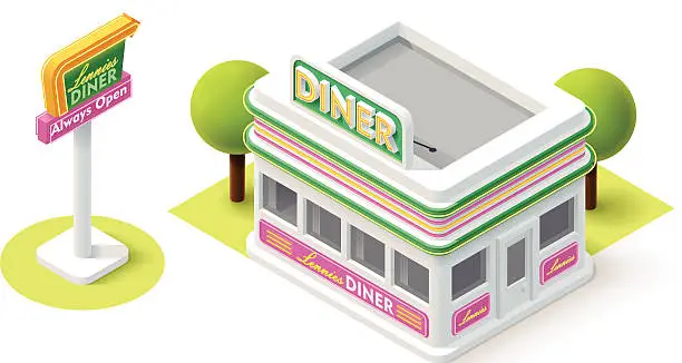 Vector illustration of Vector isometric diner