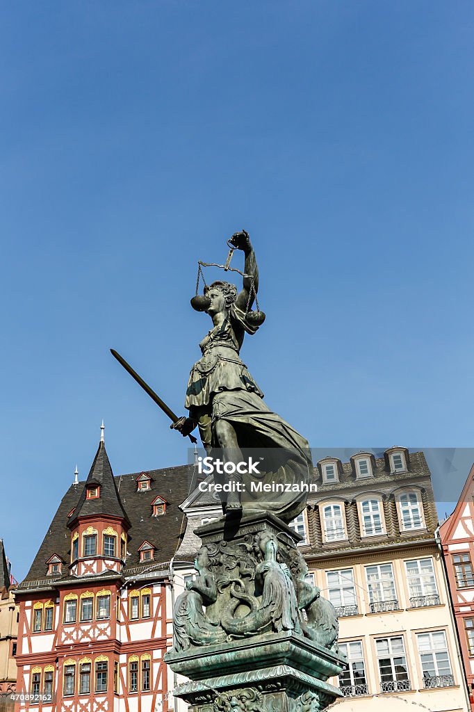 statue of Lady Justice in Frankfurt, Germany statue of Lady Justice (Justitia) in Frankfurt, Germany 2015 Stock Photo