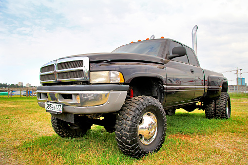 Moscow, Russia - July 6, 2012: American off-road truck Dodge Dakota exhibited at the annual International Motor show Autoexotica.