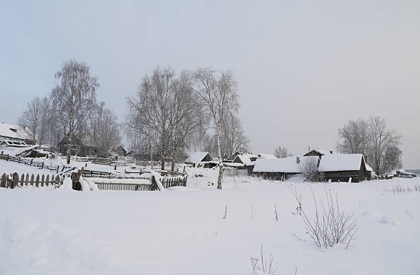 istock Winter in Russian village 470899373