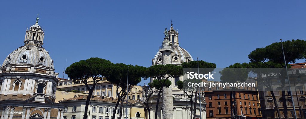 Church of Santa Maria di Loreto The beautiful domes of the 16th century churches S. Maria di Loreto in Venezia Square, Rome, Italy.Santa Maria di Loreto is a 16th-century church in Rome, central Italy, located just across the street from the Trajan's Column, near the giant Monument of Vittorio Emanuele II. Ancient Rome Stock Photo