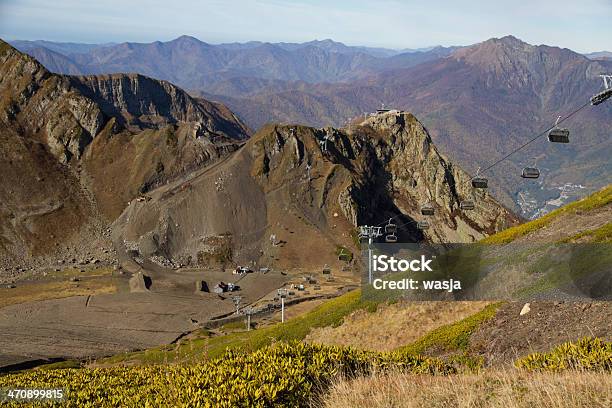 Chairlift In Mountains Of Krasnaya Polyana Stock Photo - Download Image Now - Cliff, Hill, Horizontal