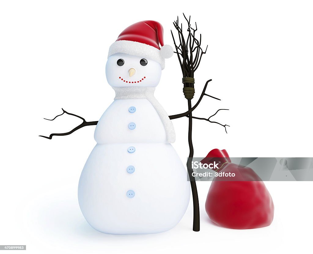 Homens de neve vermelho saco Chapéu do Pai Natal - Royalty-free Alegria Foto de stock