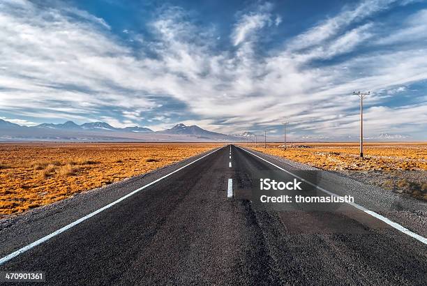 Road Through The Desert Of Atacama Chile Stock Photo - Download Image Now - Road, Absence, Altiplano