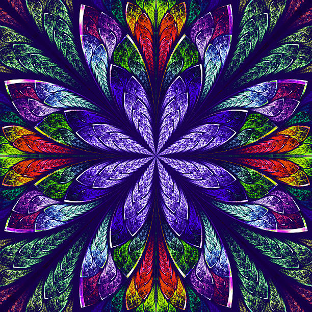istock Colorful stained glass fractal flower 470901495