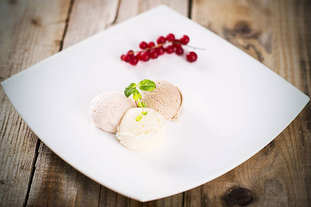 istock Ice cream with berries and mint on a plate 470902780