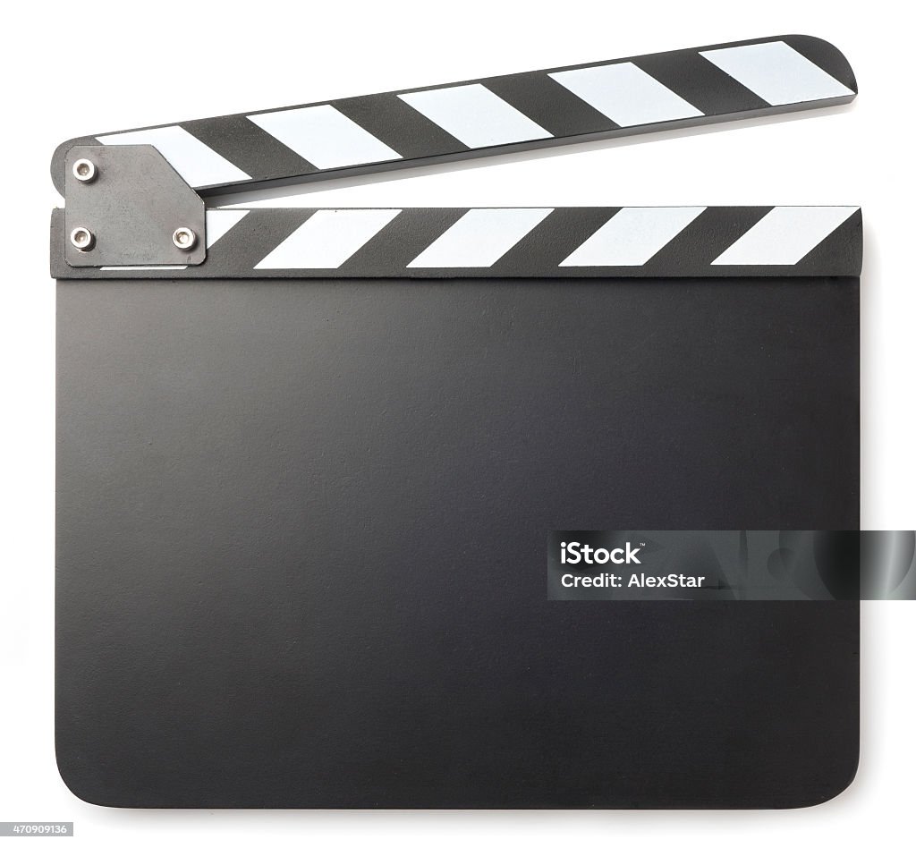 Blank black clapperboard on a white background Clapper board isolated  on white background Film Slate Stock Photo