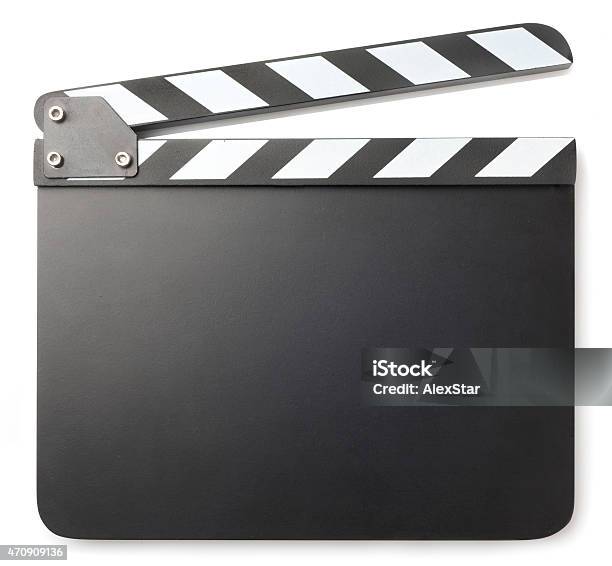 Blank Black Clapperboard On A White Background Stock Photo - Download Image Now - Film Slate, Movie, Cut Out