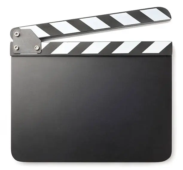Photo of Blank black clapperboard on a white background