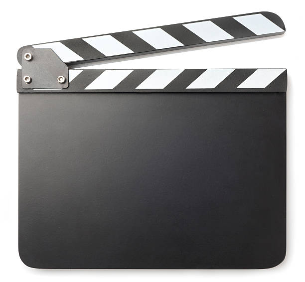 clapper board em fundo branco - clapboard - fotografias e filmes do acervo