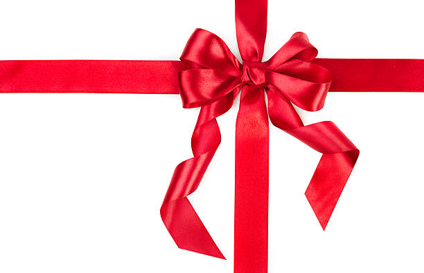 istock Red ribbon around a gift tied into a bow 470911544