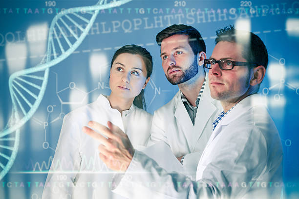 ingegneria genetica - dna molecular structure genetic research biotechnology foto e immagini stock