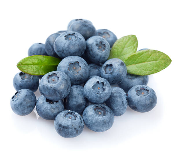 istock Pile of blueberries with leaves 470914420