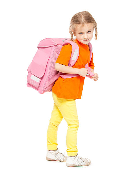 istock Little girl with schoolbag 470918080