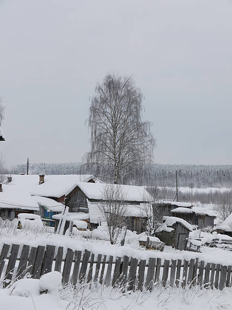 istock Winter in Russian village 470918473