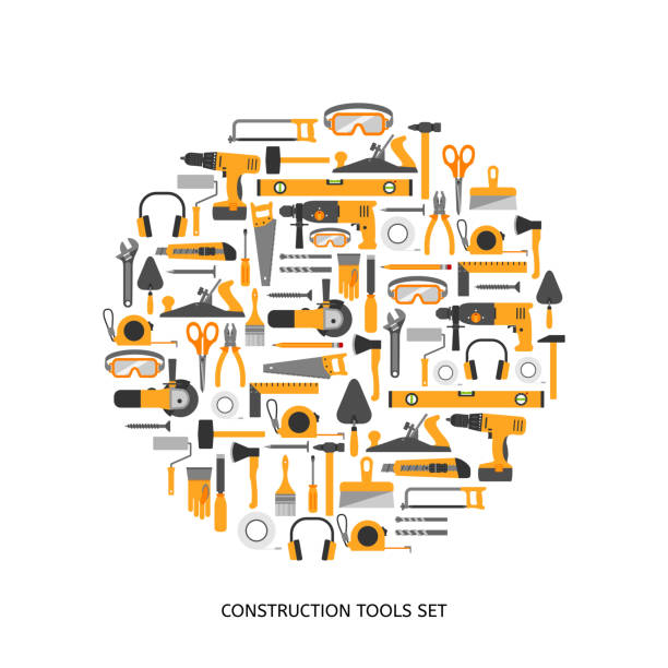 konstrukcja narzędzia wektorowe ikony ustaw. - adjustable pliers stock illustrations