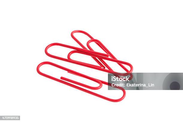 Red Paper Clips Isolated On White Background Stock Photo - Download Image Now - Attached, Business, Clamp